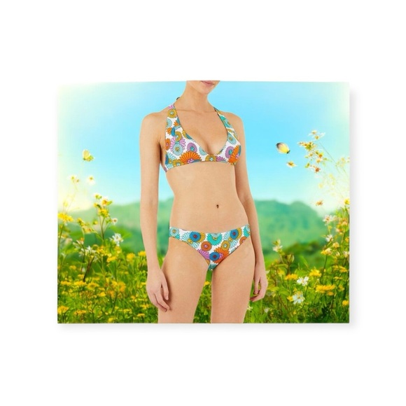 new Vilebrequin ✿ Marguerites Floral Print Bikini Top ✿Blanc ✿ US 6 / Small
